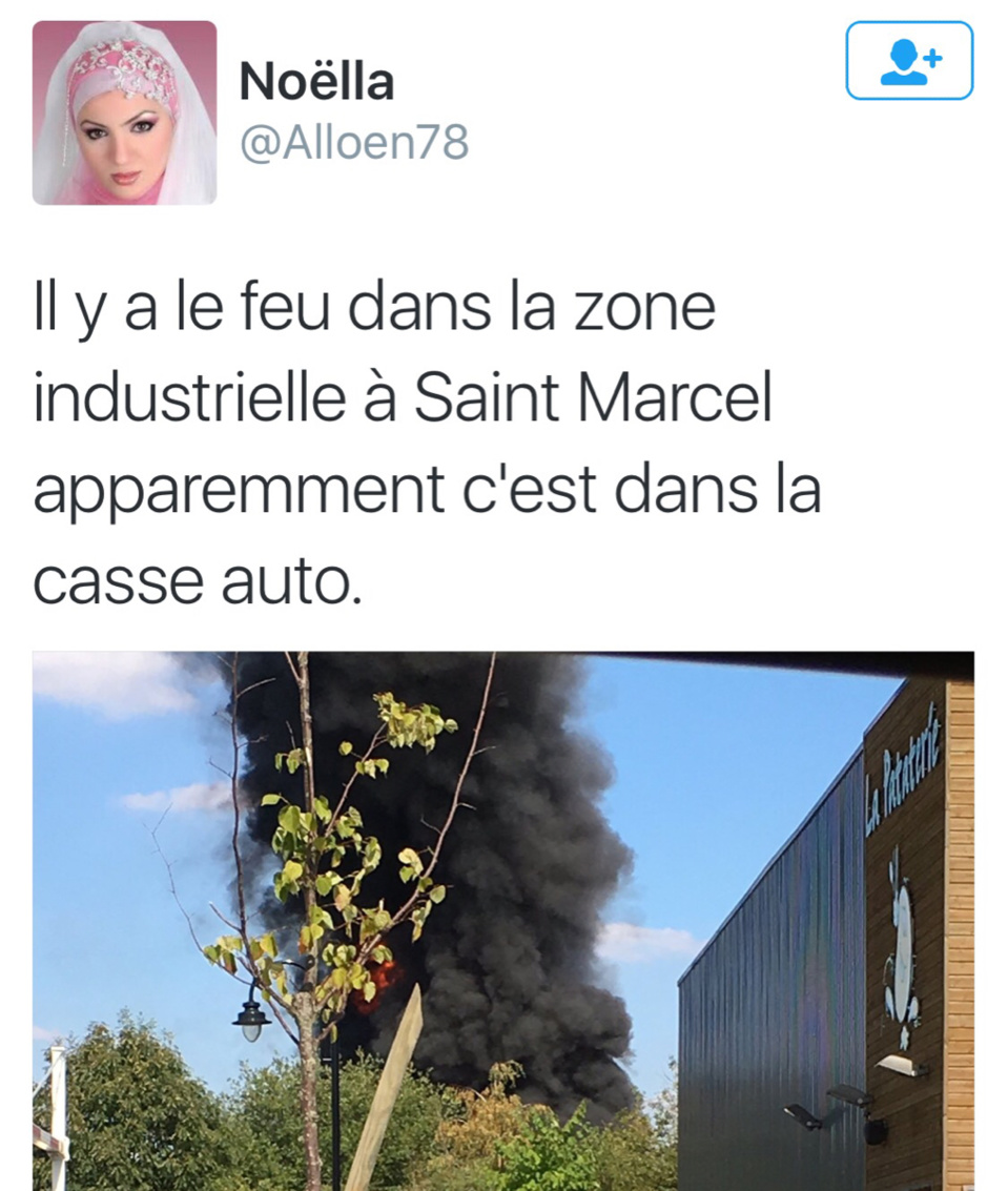 Eure : 40 sapeurs-pompiers mobilisés sur l'incendie d'une casse automobile près de Vernon