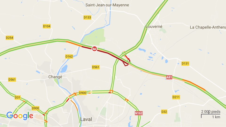 L'accident s'est produit au nord de Laval, sur l'A81