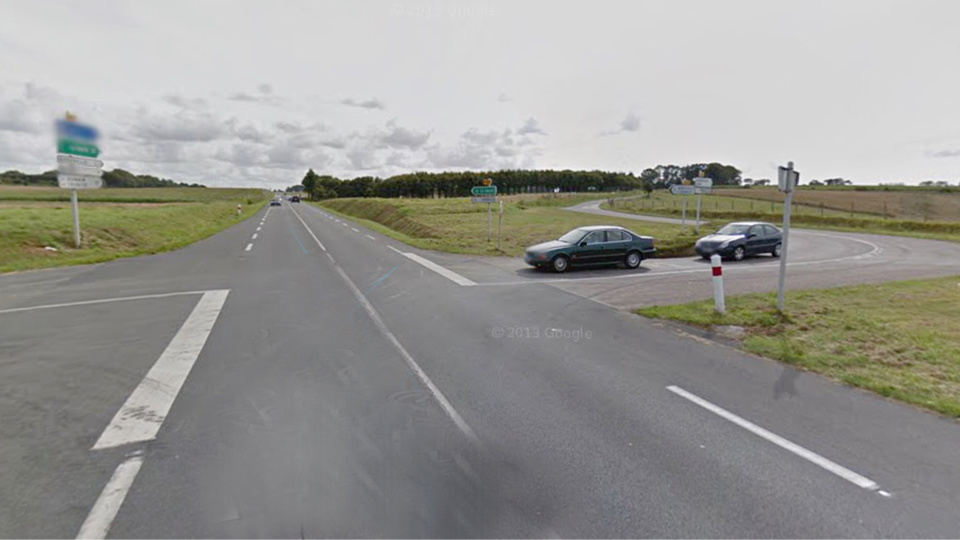La collision s'est produite sur le CD925 qui relie Goderville et Fécamp, au niveau de cette intersection (illustration@Google Maps)