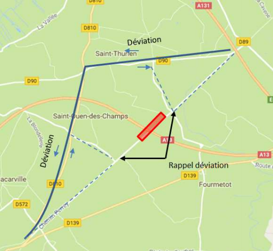 Réfection d'un pont autoroutier sur l'A13 : restrictions de circulation et déviations à prévoir
