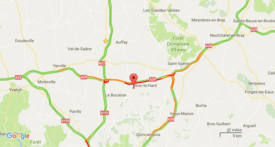 L'A29 coupée ce matin en Seine-Maritime après une collision impliquant 4 véhicules 