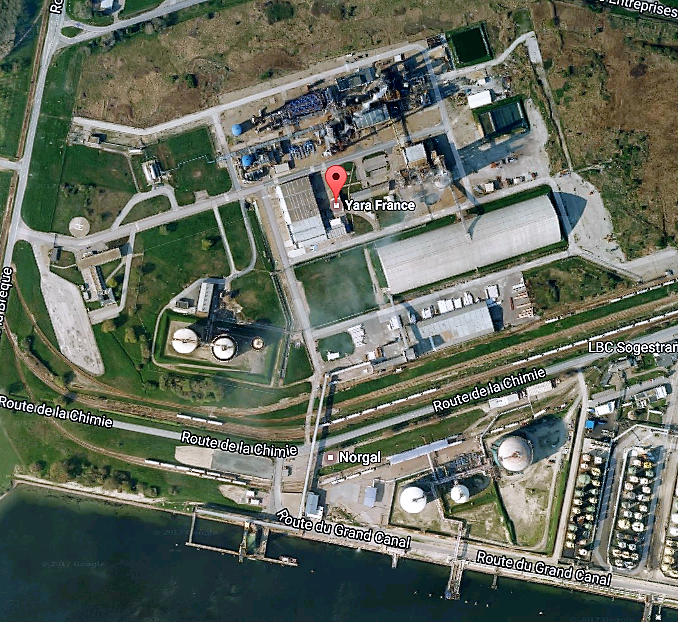 Yara à Gonfreville-l'Orcher est un site industriel classé Seveso (Illustration©Google Maps)
