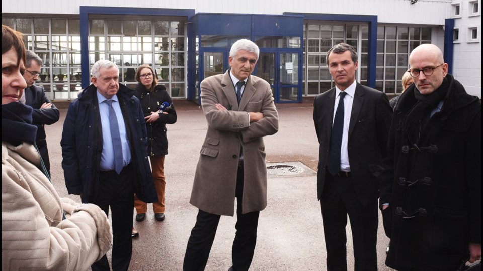 Hervé Morin au lycée Dumont d'Urville, à Caen, aujourd'hui mercredi (Photo©Biernacki/Région Normandie)