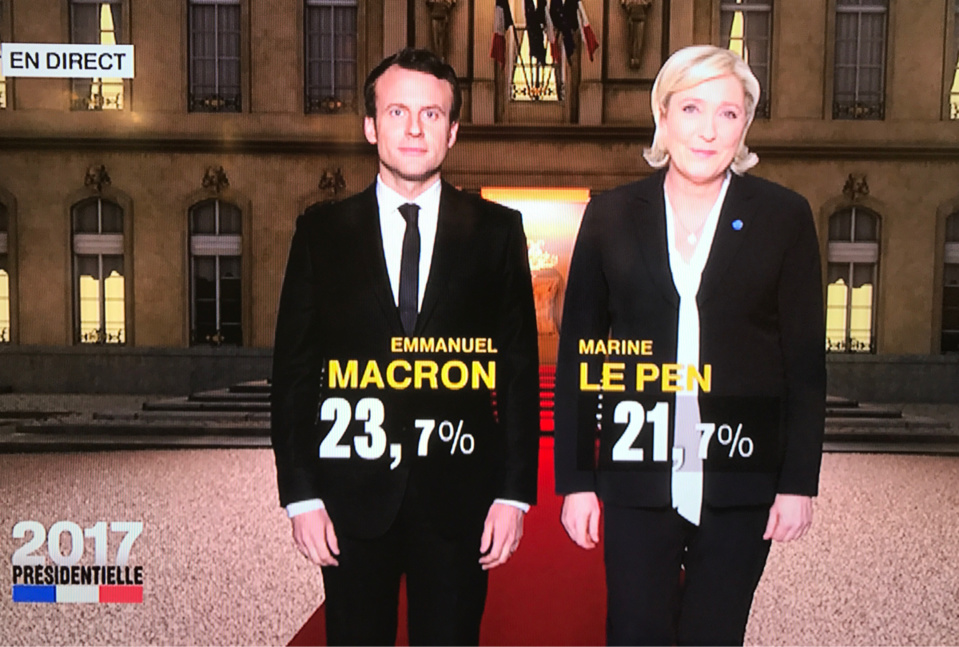 Les estimations à 20 heures : Macron devant Le Pen (Capture d'écran ©France2)