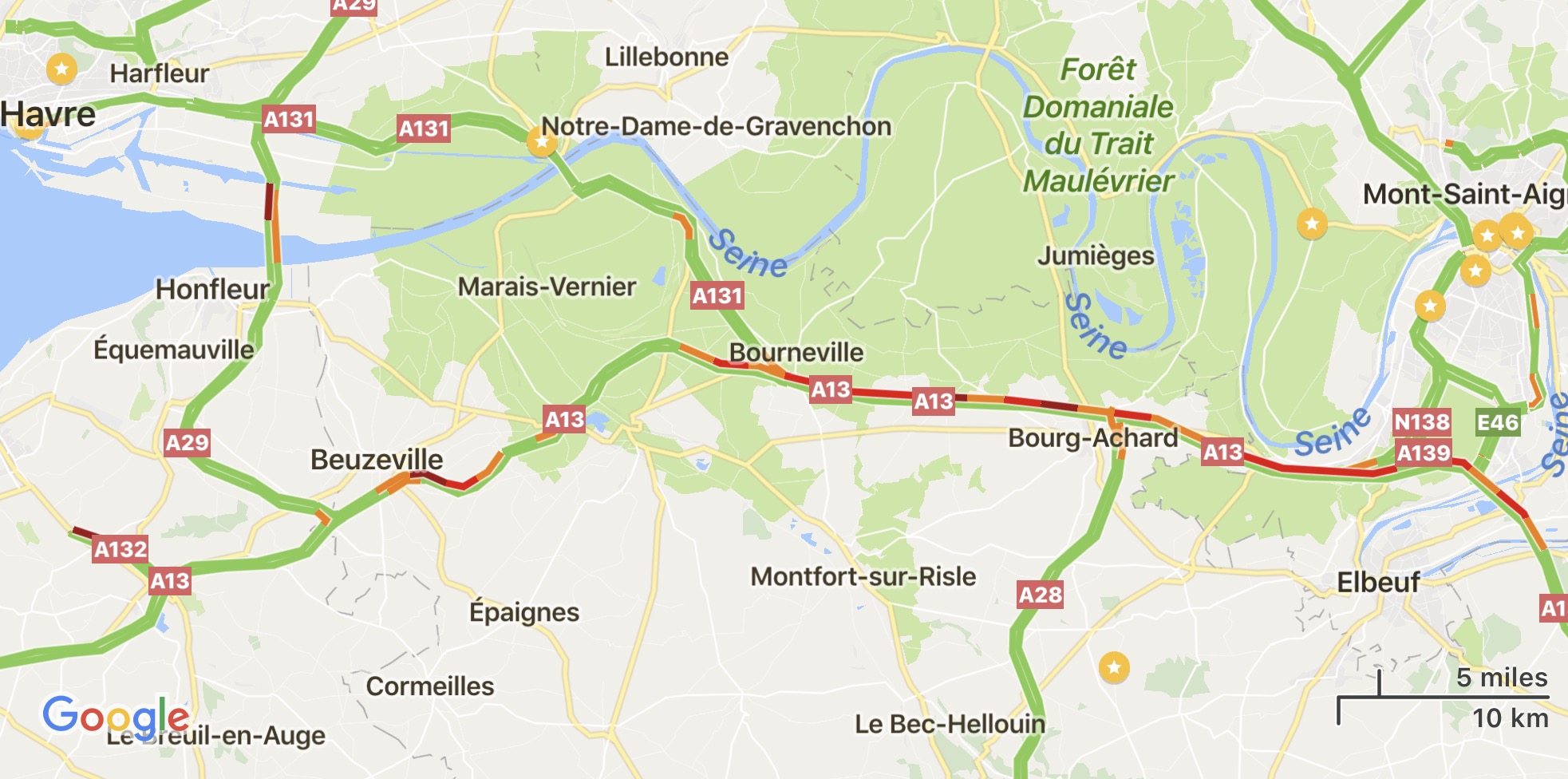 Accident sur l'A13 : l'autoroute coupée et déviée avant Bosgouet, dans l'Eure