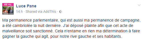 La permanence de la candidate socialiste Luce Pane cambriolée à Sotteville-lès-Rouen