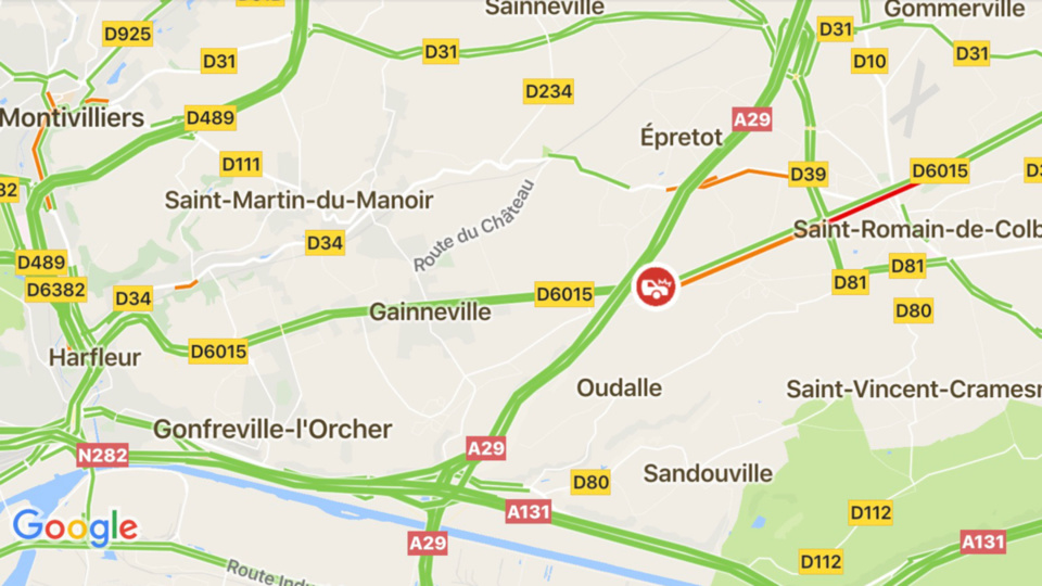 Face-à-face sur la D6015 à Épretot : deux blessés dont un grave héliporté à l'hôpital Jacques Monod 