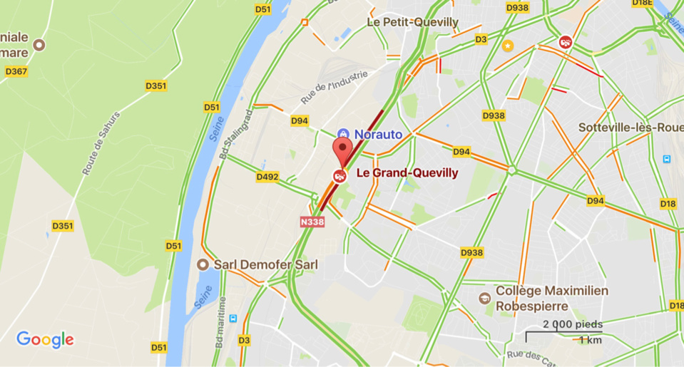 Accident sur la Sud 3 à Grand-Quevilly : des briques éparpillées dans les deux sens de circulation 