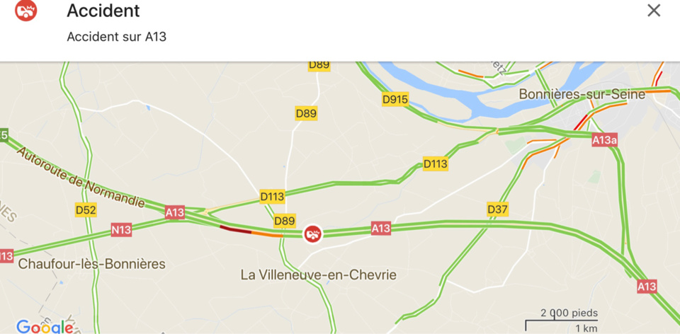 Circulation très perturbée sur l’A13 entre Chaufour et Mantes à cause d’un camion couché sur les voies