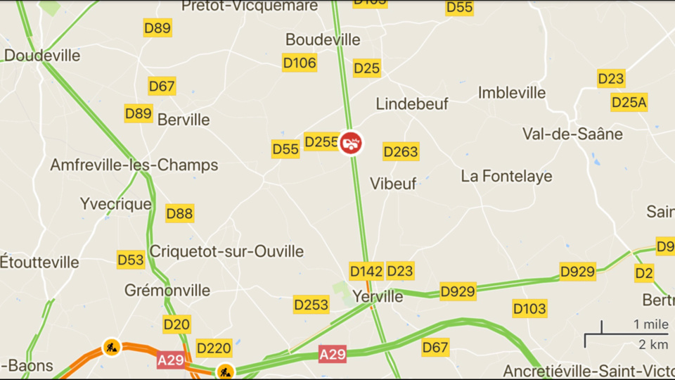 L’accident s’est produit au nord de Yerville