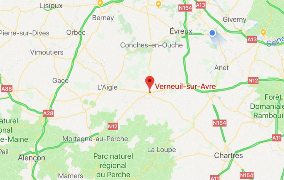 Eure : un cycliste en urgence absolue héliporté au CHU de Rouen après un accident de la route a Verneuil-sur-Avre