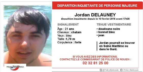 Rouen : le corps de Jordan Delauney retrouvé sans vie plus d'un mois après sa disparition