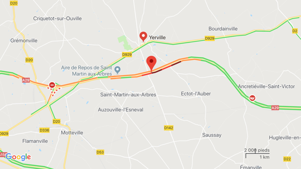 En ce moment : accident de poids lourd, l’autoroute A29 coupée en Seine-Maritime 