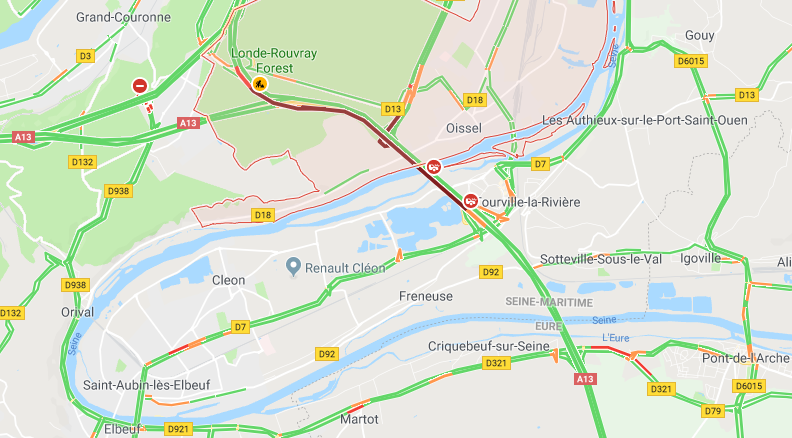 Seine-Maritime : deux blessés dans un accident entre trois véhicules sur l'A 13 à Oissel