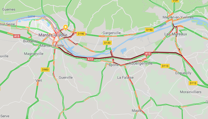 L'accident sur l'A13 est terminé, mais toujours 16 km de bouchon vers Rouen