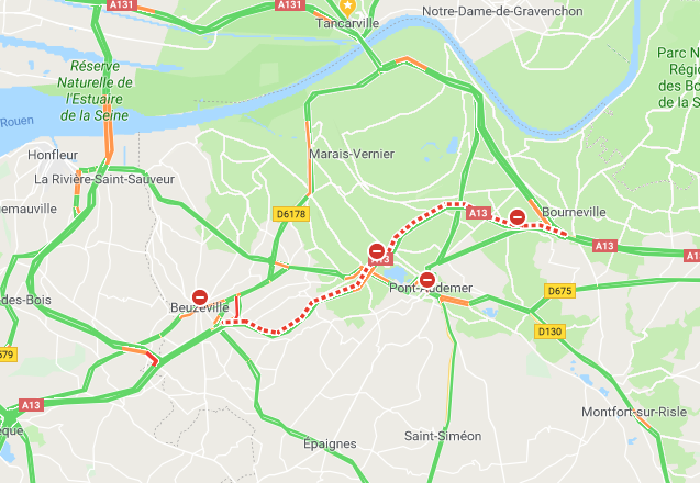 Accident de poids-lourd sur l’A13 dans le sens Paris - Caen, près de Pont-Audemer 