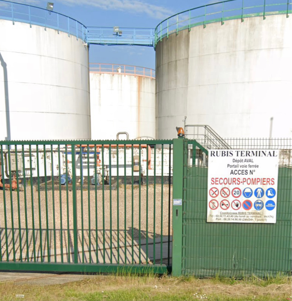 Le drame est survenu ce lundi matin dans l’enceinte du site Rubis Terminal a Grand-Quevilly - illustration @ Google Maps