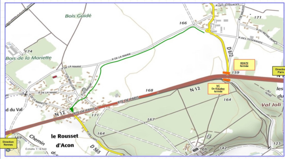 Travaux sur la RN 12 à Acon (Eure) : déviations et ralentissements à prévoir 