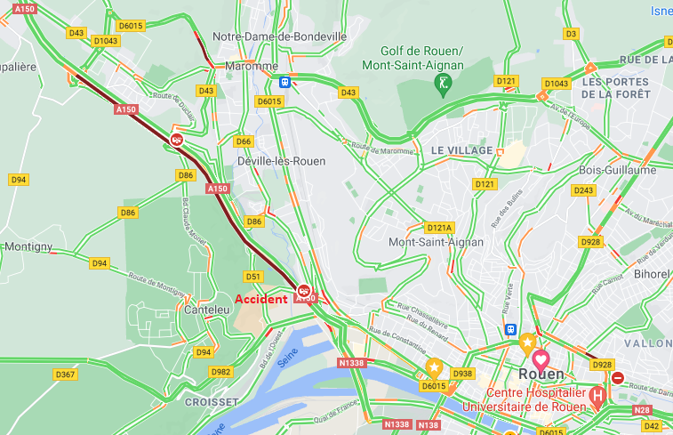 Des accidents de la circulation sur l'A150 et l'A28 provoquent des ralentissements en Seine-Maritime