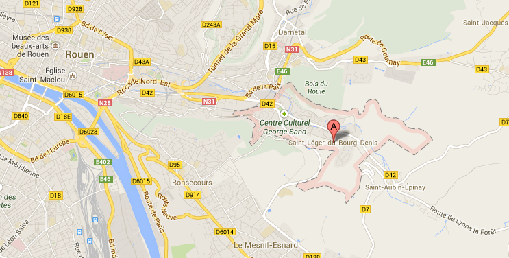 L'accident s'est produit dans une propriété privée située route de Lyons-la-Forêt, à Saint-Léger-du-Bourg-Denis, à moins de dix kilomètres de Rouen