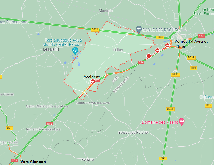Un camion couché sur les voies près de Verneuil-d’Avre-et-d’Iton : la RN12 coupée dans les deux sens 