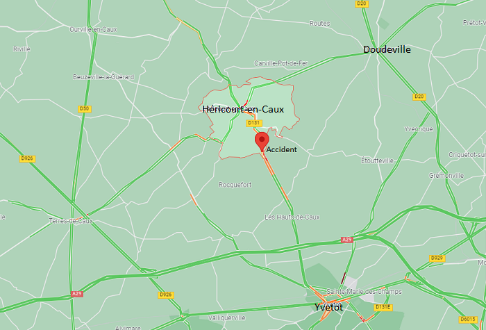 Trois blessés, dont un grave, dans une collision entre deux voitures à Héricourt-en-Caux, en Seine-Maritime 
