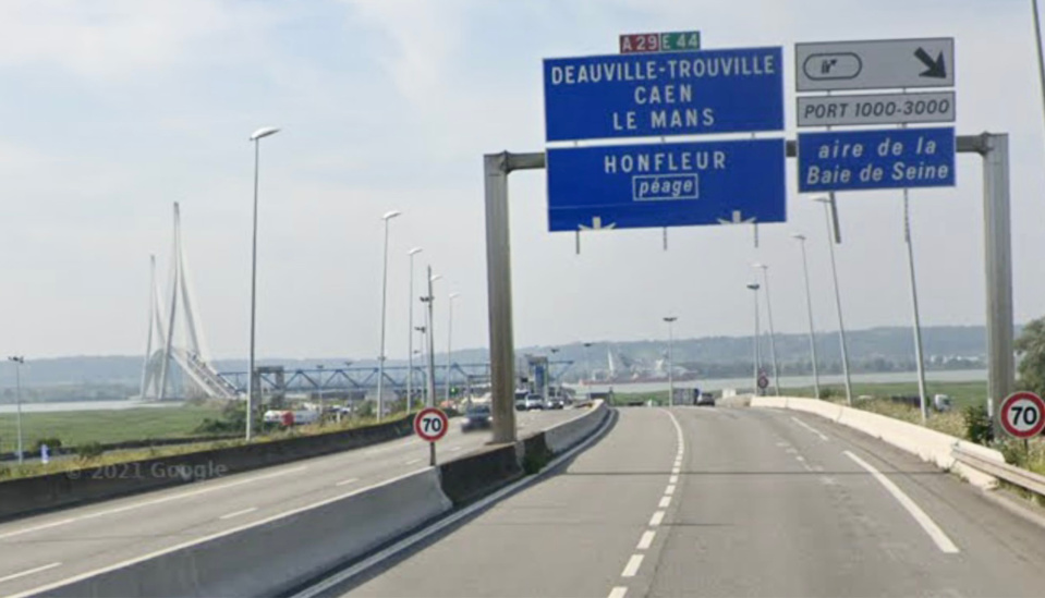 Le pont de Normandie qui relie Le Havre et Honfleur a été rouvert ce lundi matin - Illustration @ Google maps