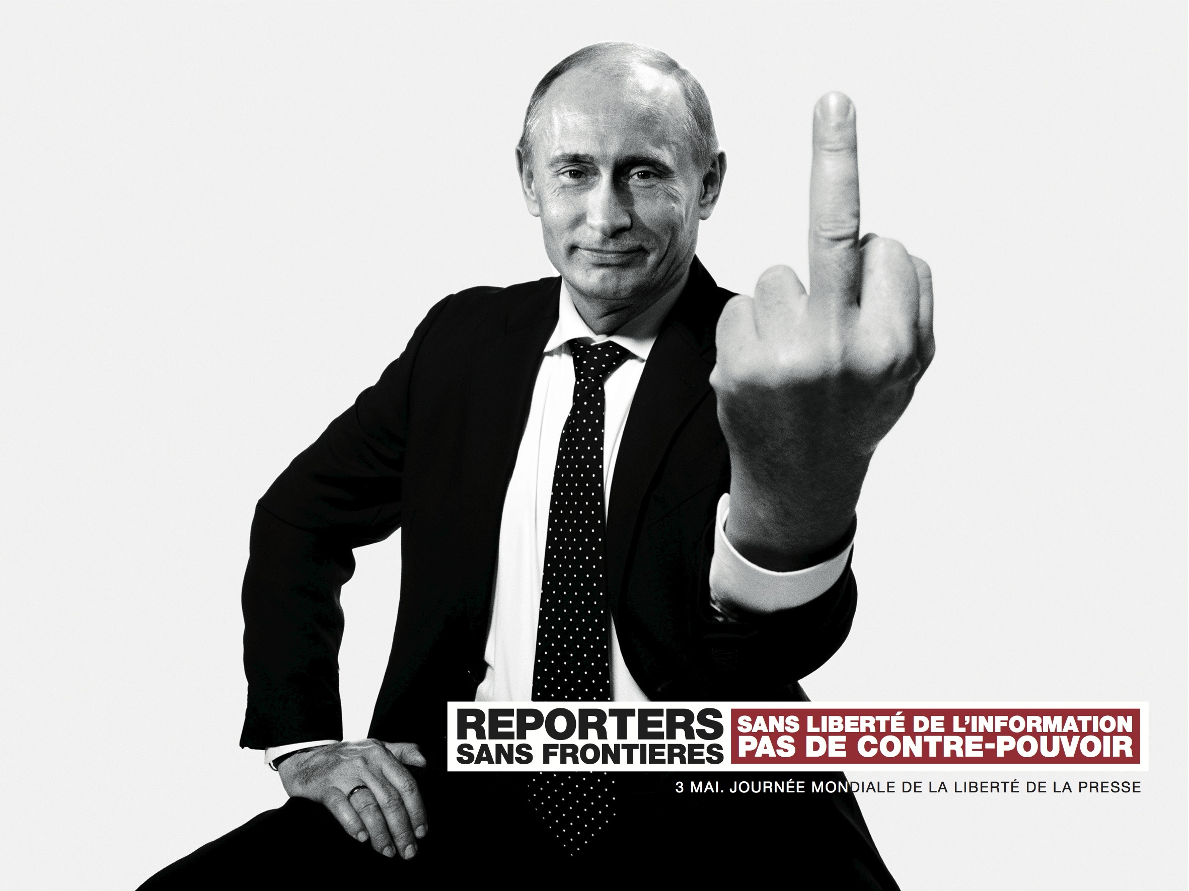 La Russie (ici le président Poutine) est à la 148e place sur 180 pays au classement de la Liberté de la presse (Photo : RSF)
