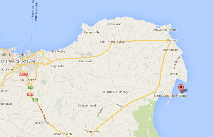 Les recherches ont été concentrées autour de l'île de Tatihou (Google Maps)