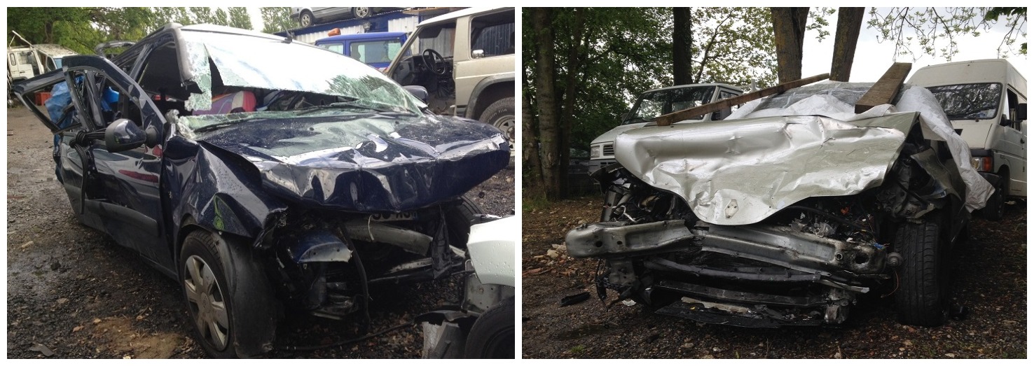 Le choc a été d'une extrême violence à voir l'état de la Dacia (à gauche) et de la Laguna. Les deux véhicules ont été pris en charge par la société Top Garage de Pacy-sur-Eure (@infoNormandie)