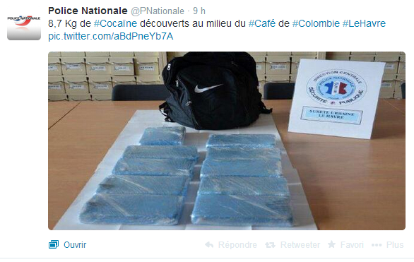 La Police nationale a révélé cette saisie sur son compte Twitter (capture d'écran @infoNormandie)