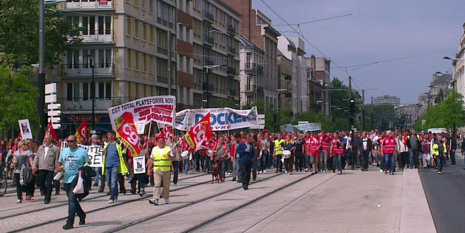 Selon la CGT, ils étaient 4000 manifestants à défiler ce jeudi matin dans les rues du Havre (Photo CGT Le Havre sur Twitter)