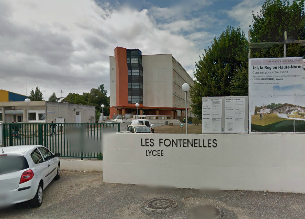 Le lycée Les Fontenelles à Louviers était un des principaux centres d'examen de Haute-Normandie (@Google Maps)