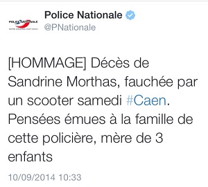 La policière d'Evreux, percutée par un scooter, a succombé cette nuit au CHU de Caen