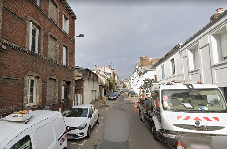 L'immeuble présentant des désordres structurels est situé rue de Lecat à Rouen - Illustration © Google Maps