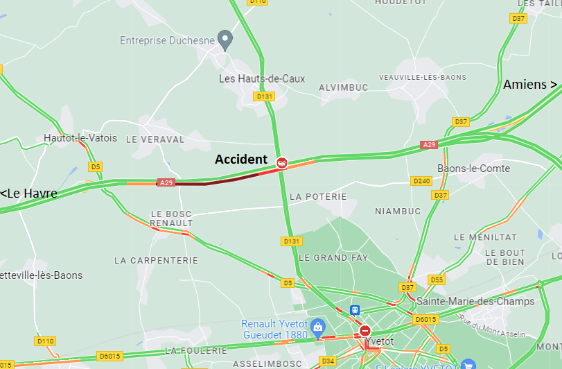 Accident sur l’A29 en Seine-Maritime : un 40 tonnes et deux véhicules impliqués dont un de la SAPN 