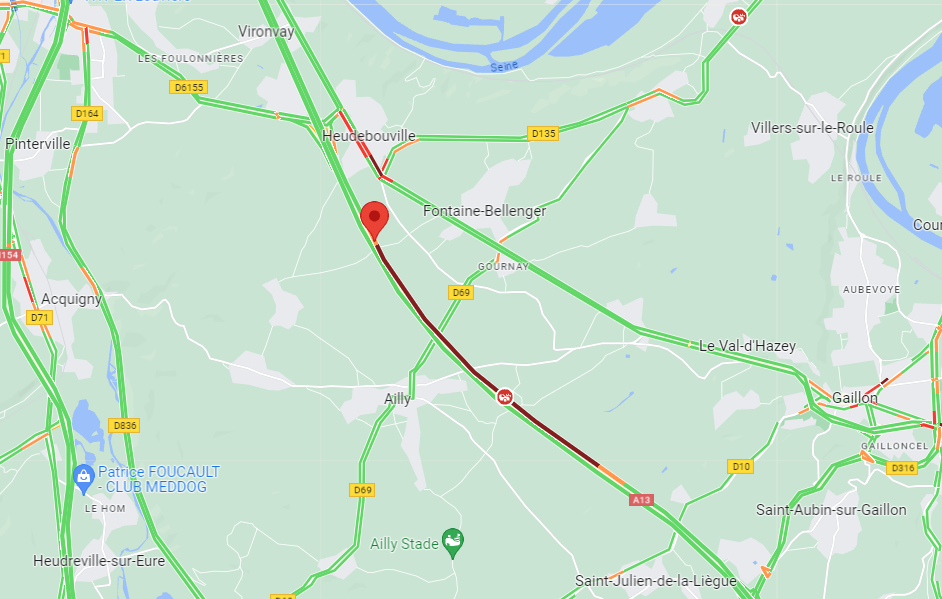 Circulation compliquée sur l'autoroute A 13 en raison d'un accident de poids-lourd à Fontaine-Bellenger (Eure)