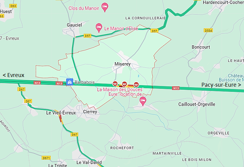 Un camion couché sur la N13, à Miserey : la circulation est coupée entre Evreux et Pacy-sur-Eure