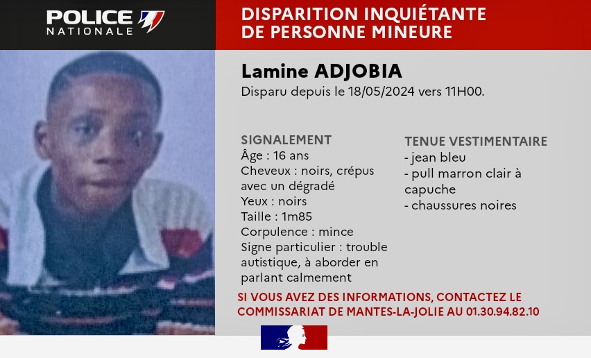 Yvelines. Disparition inquiétante : la police lance un appel à témoin pour retrouver Lamine, 16 ans