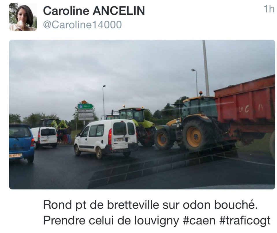 Routes bloquées par les agriculteurs ce matin dans le Calvados 
