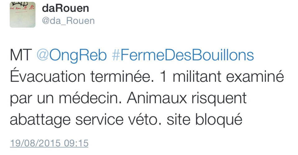 La ferme des Bouillons, près de Rouen, évacuée ce matin par les CRS ? Premières réactions 