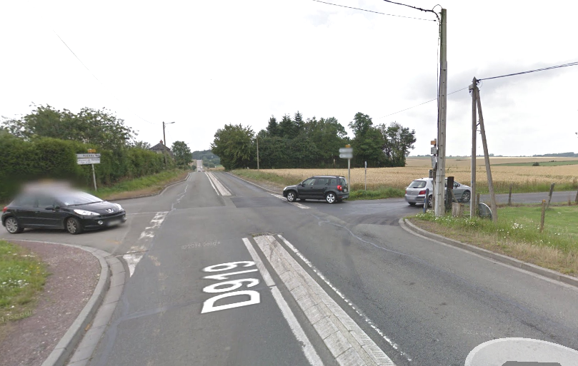 La collision s'est produite sur la D919 à cette intersection avec la D122 au lieudit Saint-Martin-du-Plessis (Illustration @Google Maps)