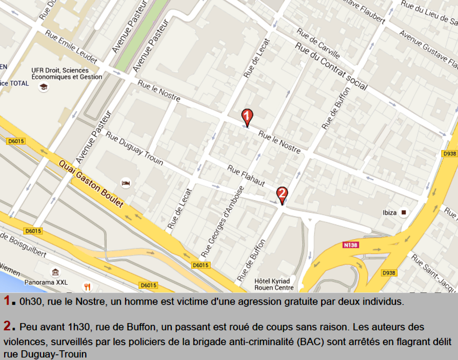 Agressions gratuites : deux passants roués de coups dans le centre-ville de Rouen