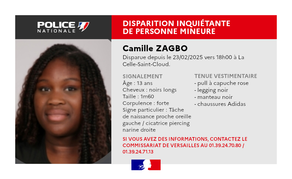 Disparition inquiétante dans les Yvelines : un appel à témoin lancé pour retrouver Camille, 13 ans