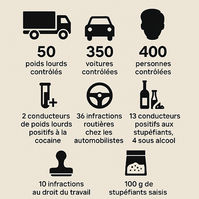 Contrôle d’ampleur sur l’A13 dans l'Eure : plus de 400 personnes contrôlées et de nombreuses infractions relevées