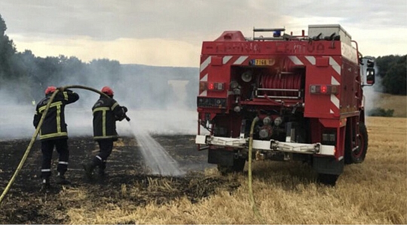 Les moyens déployés par les sapeurs-pompiers ont permis d'éviter la propagation du feu à l'ensemble de la parcelle et de perservé une entreprise voisine - Illustration
