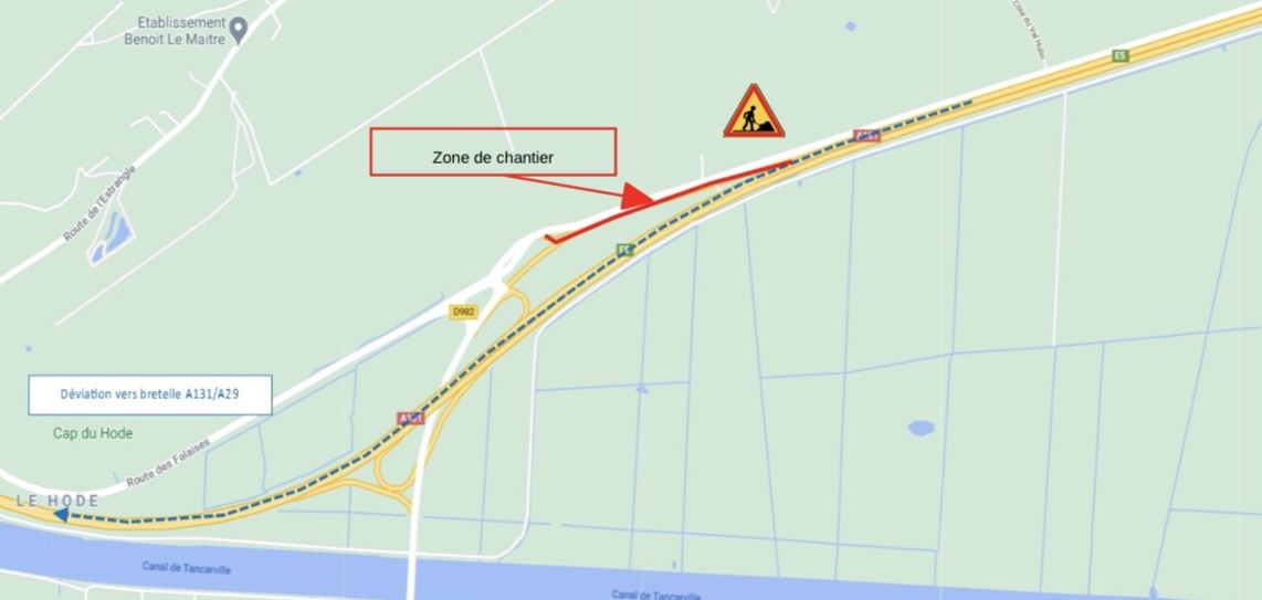 A131 : la bretelle de sortie du Hode fermée trois nuits pour travaux