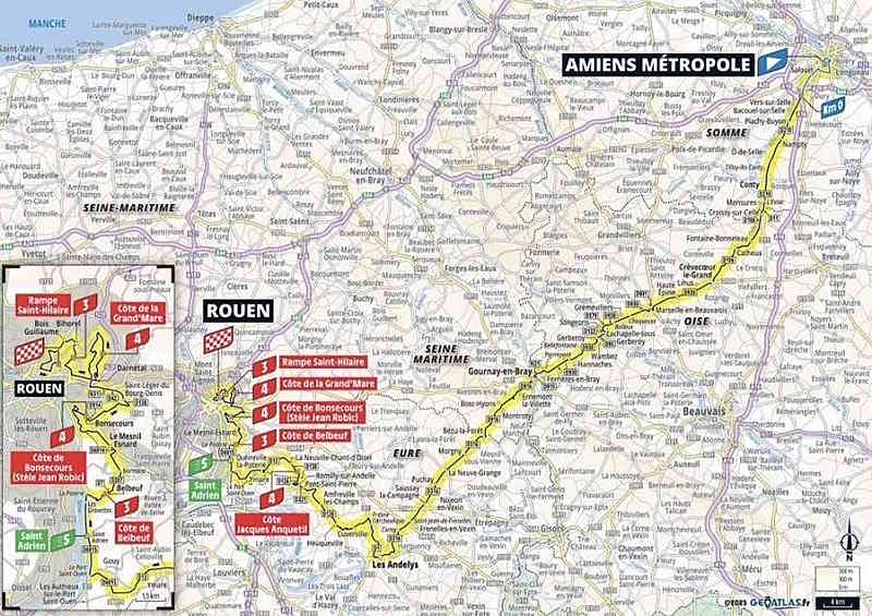 Le parcours de 174,2 km entre Amiens Métropole et Rouen, traversera le département de l'Eure le 8 juillet
