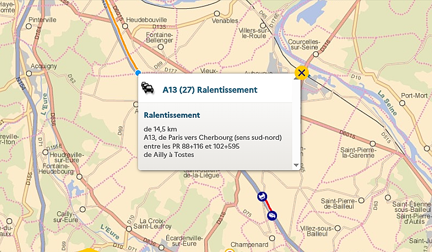 Trafic très perturbé ce dimanche matin sur l’A13 : plusieurs accidents et plus de 25 km de ralentissements
