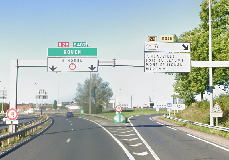 Les véhicules ont été déviés par la route départementale 928, à partir de l'échangeur de la Ronce - Illustration Google Maps